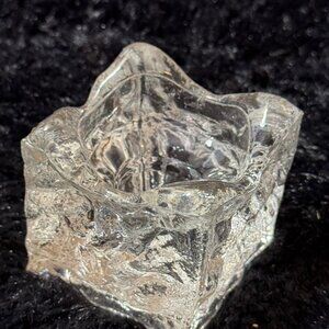 Vintage Ice Glass Votive Candle Holder With Textured Ice Cube Design For Home